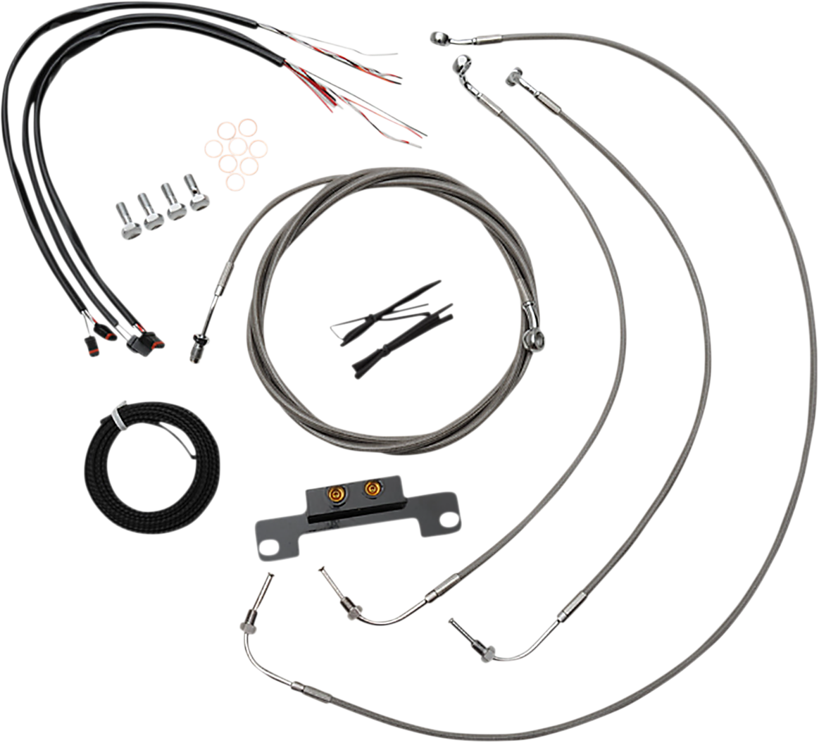 LA CHOPPERS Complete Stainless Braided Handlebar Cable/Brake Line Kit - Stock Bars - '21-'22 FLTR LA-8058KT2-08