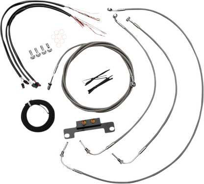 LA CHOPPERS Complete Stainless Braided Handlebar Cable/Brake Line Kit - Stock Bars - '21-'22 FLTR LA-8058KT2-08