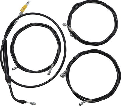 LA CHOPPERS Complete Black Vinyl Braided Handlebar Cable/Brake Line Kit - 12"-14" Handlebars - '21-'22 Touring LA-8058KT2-13B