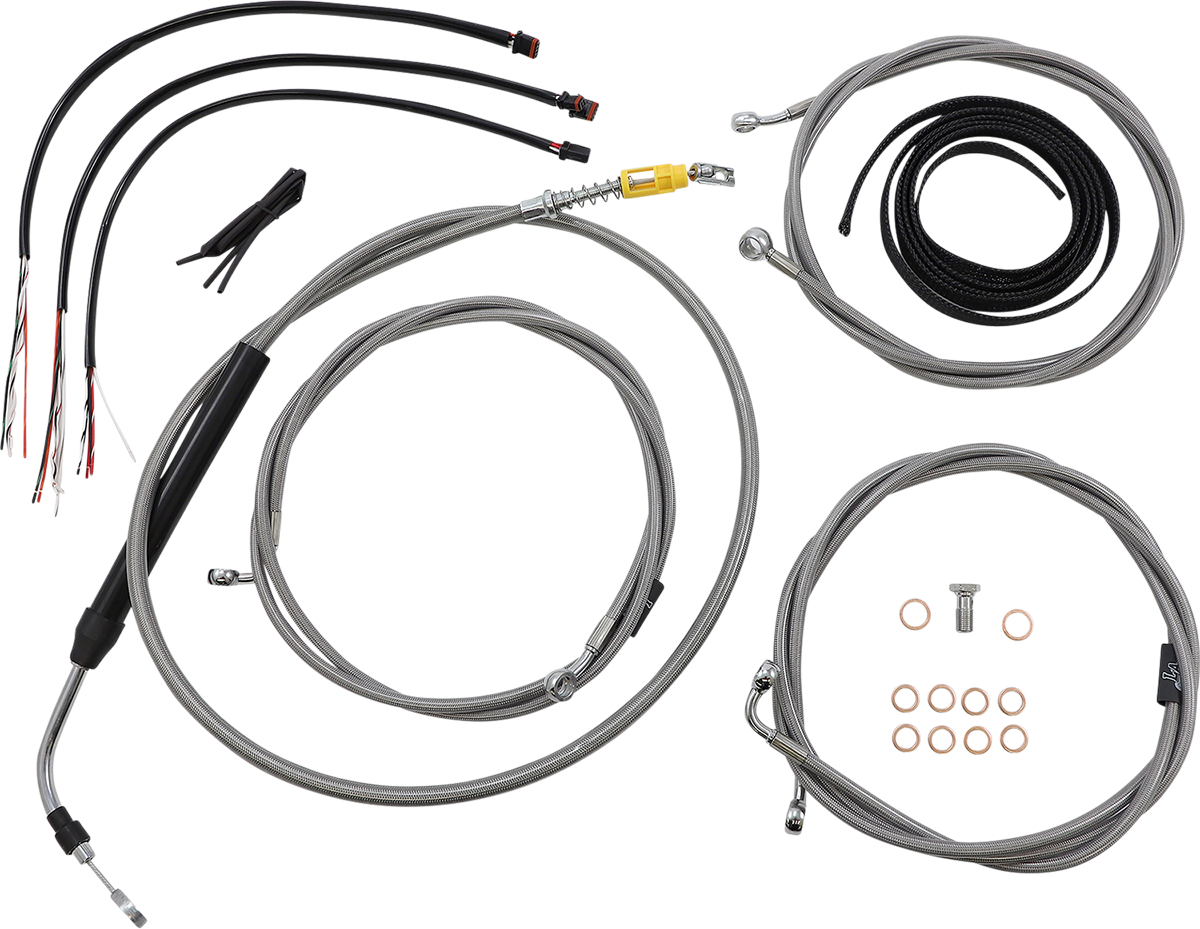 LA CHOPPERS Complete Stainless Braided Handlebar Cable/Brake Line Kit - 18"-20" Handlebars - '21-'22 FLTR LA-8058KT2-19