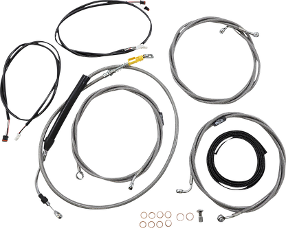 LA CHOPPERS Complete Plug-and-Play Cable Kit - 15" - 17" Handlebars - '21-'22 FLTR - ABS - Stainless LA-8058KT3-16
