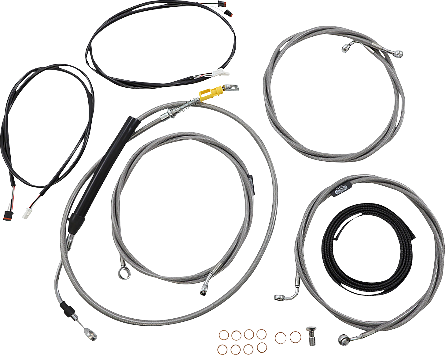 LA CHOPPERS Complete Plug-and-Play Cable Kit - Stock Handlebars - '21-'22 FLTR - ABS - Stainless LA-8058KT3-08