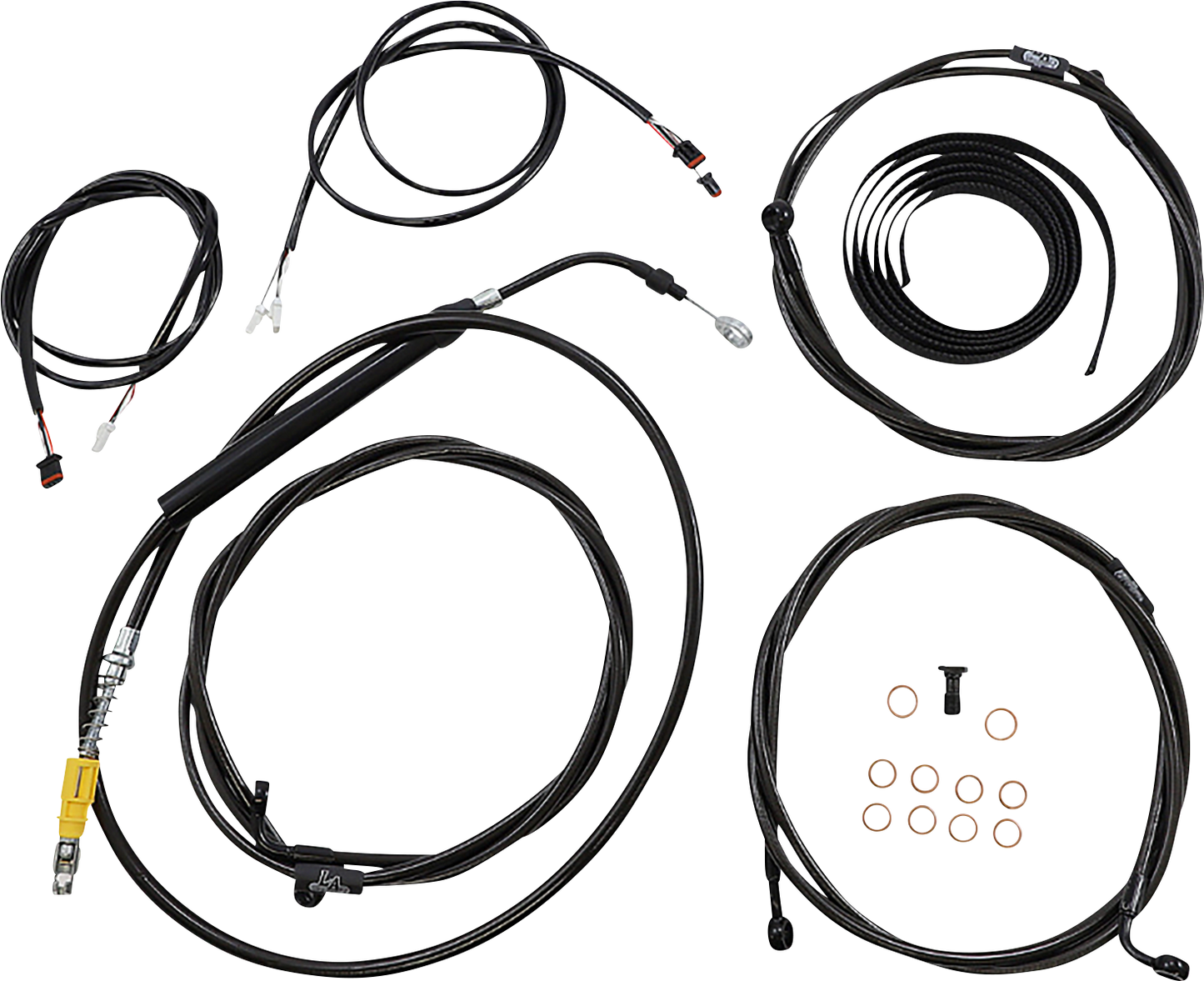 LA CHOPPERS Complete Plug-and-Play Cable Kit - 12" - 14" Handlebars - '21-'22 FLTR - ABS - Black LA-8058KT3-13B
