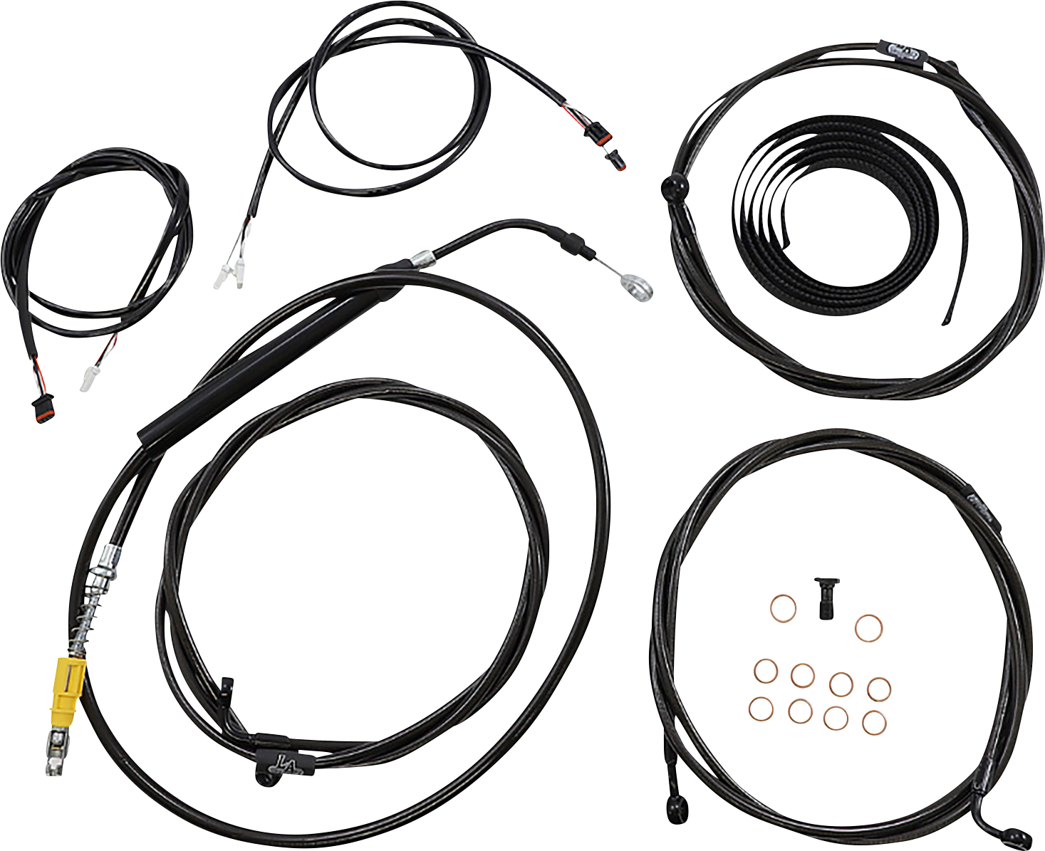 LA CHOPPERS Complete Plug-and-Play Cable Kit - 12" - 14" Handlebars - '21-'22 FLTR - ABS - Black LA-8058KT3-13B