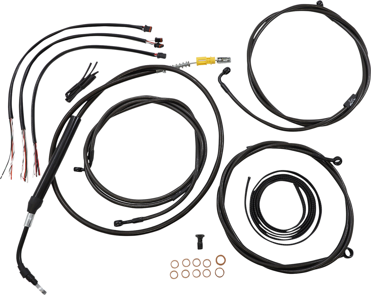 LA CHOPPERS Complete Midnight Braided Cable Kit - 18"-20" Handlebars - ABS - '21-'22 Touring LA-8058KT2-19M