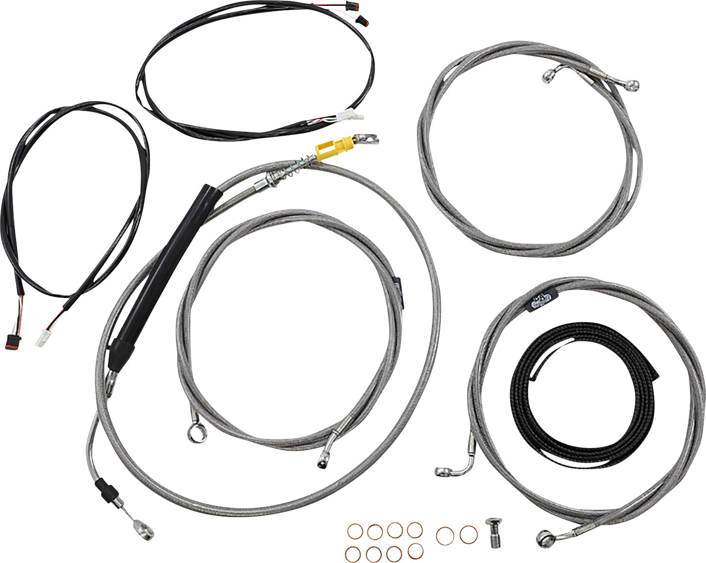 LA CHOPPERS Complete Plug-and-Play Cable Kit - 18" - 20" Handlebars - '21-'22 FLTR - ABS - Stainless LA-8058KT3-19
