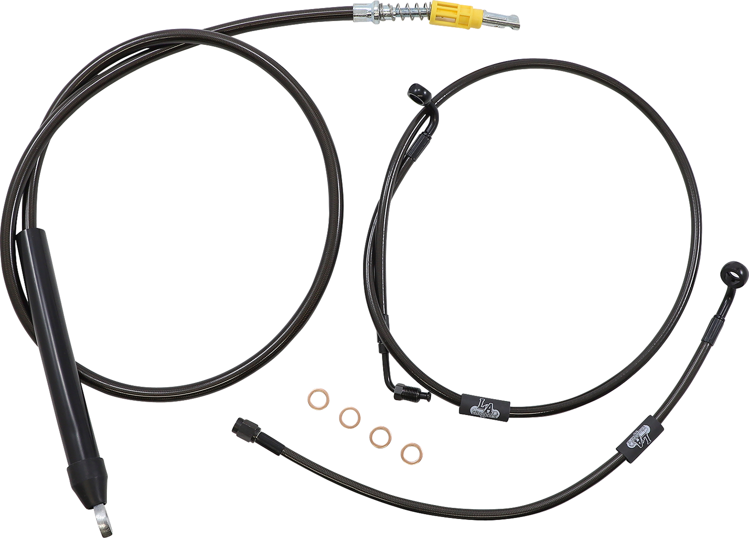 LA CHOPPERS Standard Midnight Braided Handlebar Cable/Brake Line Kit - 18"-20" Ape Hangers - '18-'22 Softail LA-8155KT-19M