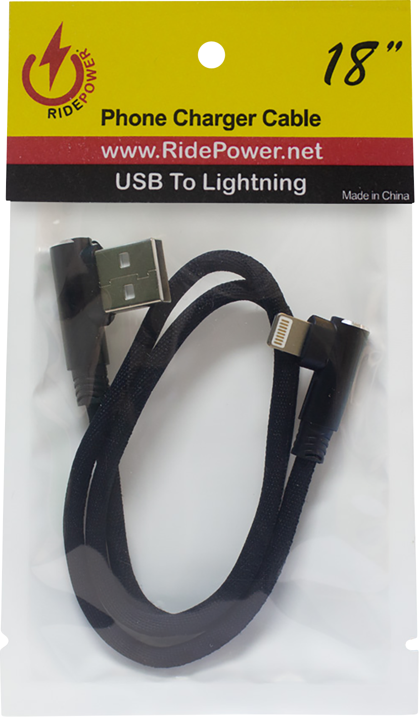 RIDEPOWER 90° USB to 90° Lightning Cable - Charger - Single-End - 18" RP90DEGUSBLHT18