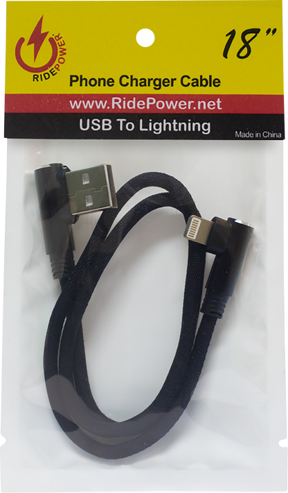 RIDEPOWER 90° USB to 90° Lightning Cable - Charger - Single-End - 18" RP90DEGUSBLHT18