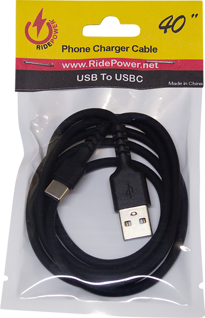 RIDEPOWER USB to USB-C Cable - Charger - Single-End - 40" RPUSBUSBC40