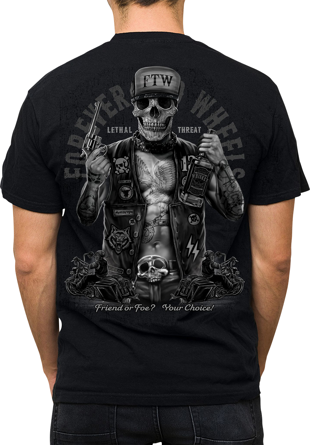 LETHAL THREAT Friend or Foe T-Shirt - Black - 5XL LT20904-5XL