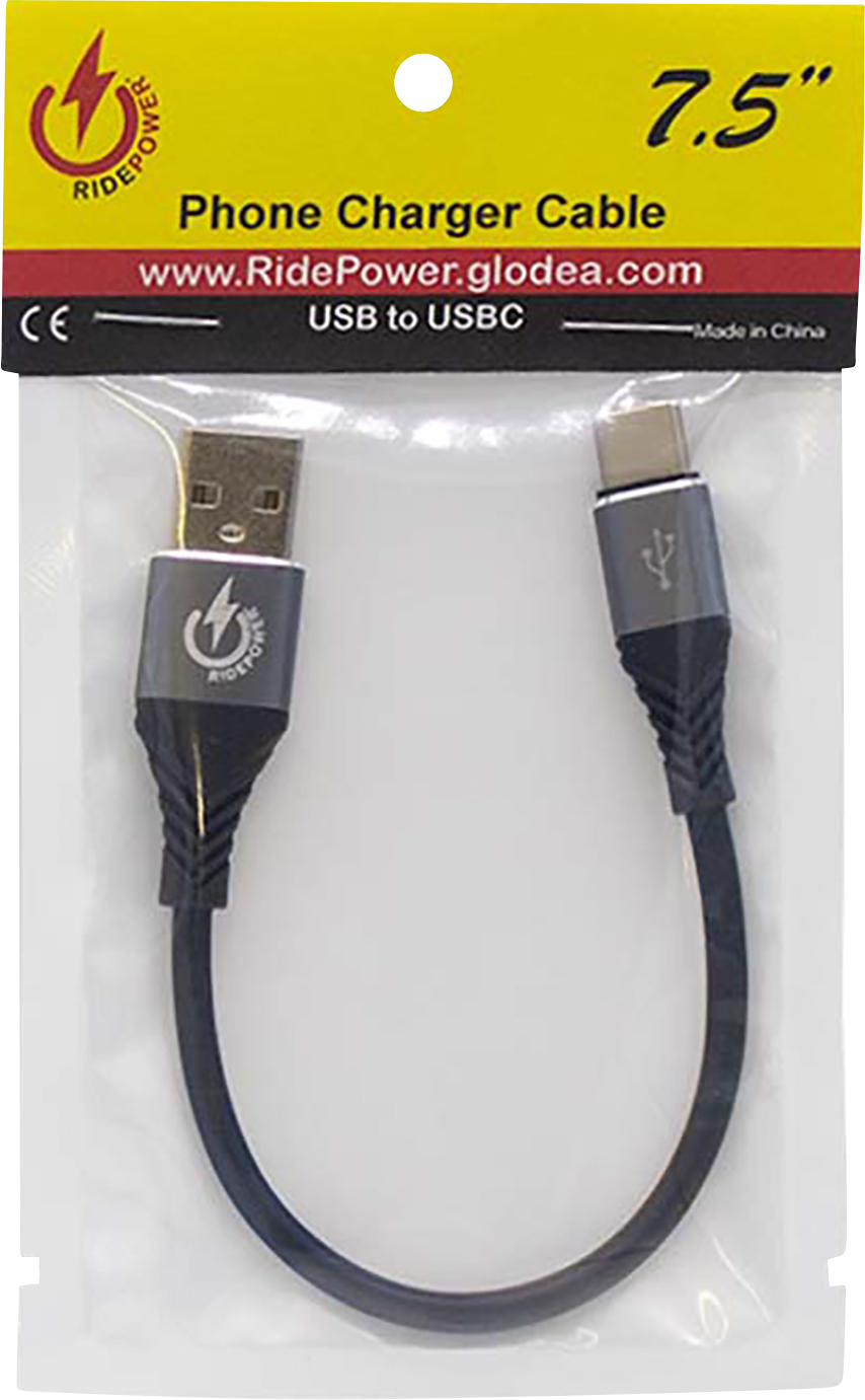 RIDEPOWER USB to USB-C Cable - Charger - Single-End - 7-1/2" RPUSBUSBC75