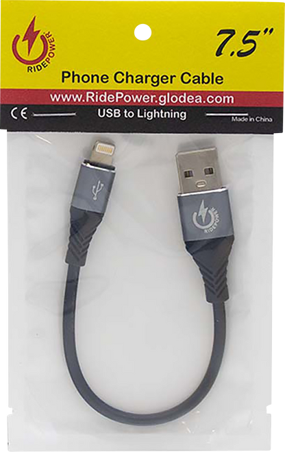 RIDEPOWER USB to Lightning Cable - Charger - Single-End - 7-1/2" RPUSBLHT75