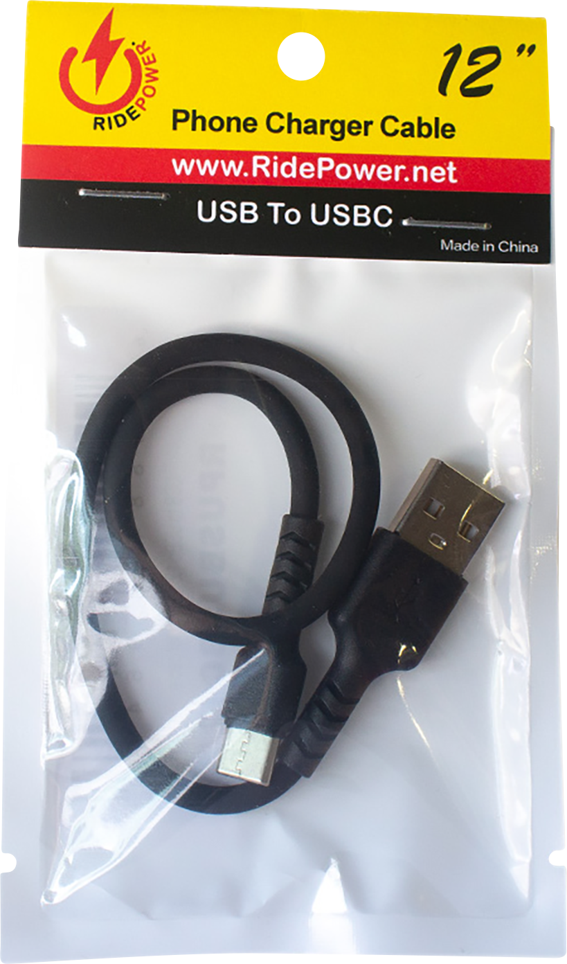 RIDEPOWER USB to USB-C Cable - Charger - Single-End - 12" RPUSBUSBC12