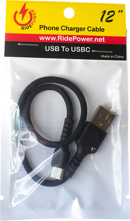 RIDEPOWER USB to USB-C Cable - Charger - Single-End - 12" RPUSBUSBC12