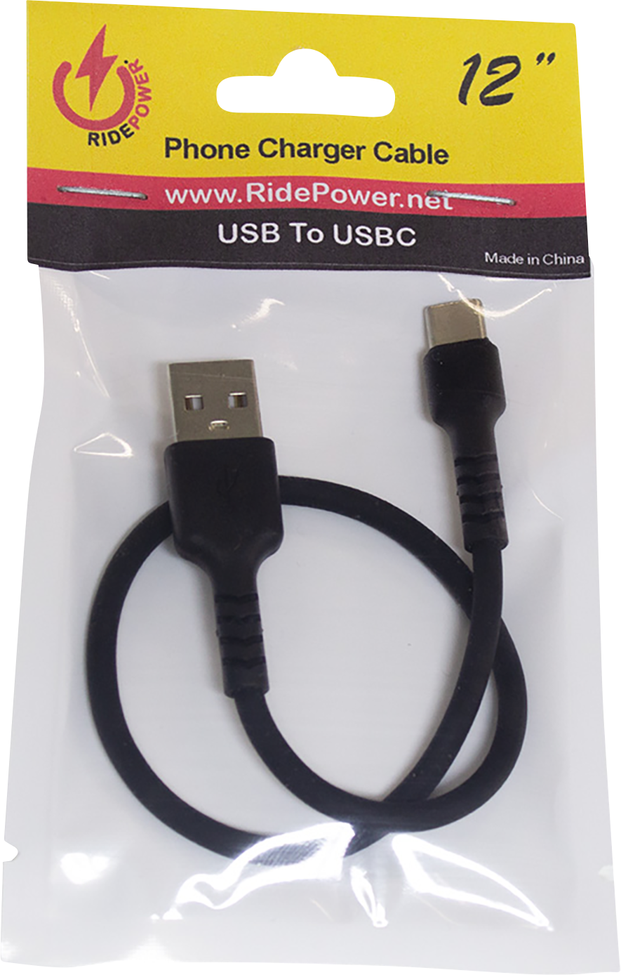 RIDEPOWER USB to USB-C Cable - Charger - Single-End - 12" RPUSBUSBC12