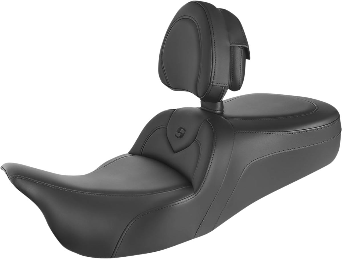 SADDLEMEN RoadSofa™ Seat - With Backrest - Black w/ Black Stitching - FL '09-'24 808-07B-187TBR