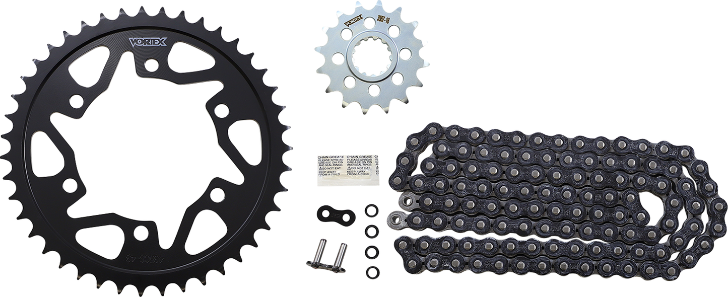 VORTEX Chain and Sprocket Kit - WSS - Black - Yamaha FZ/MT-10 CK6470