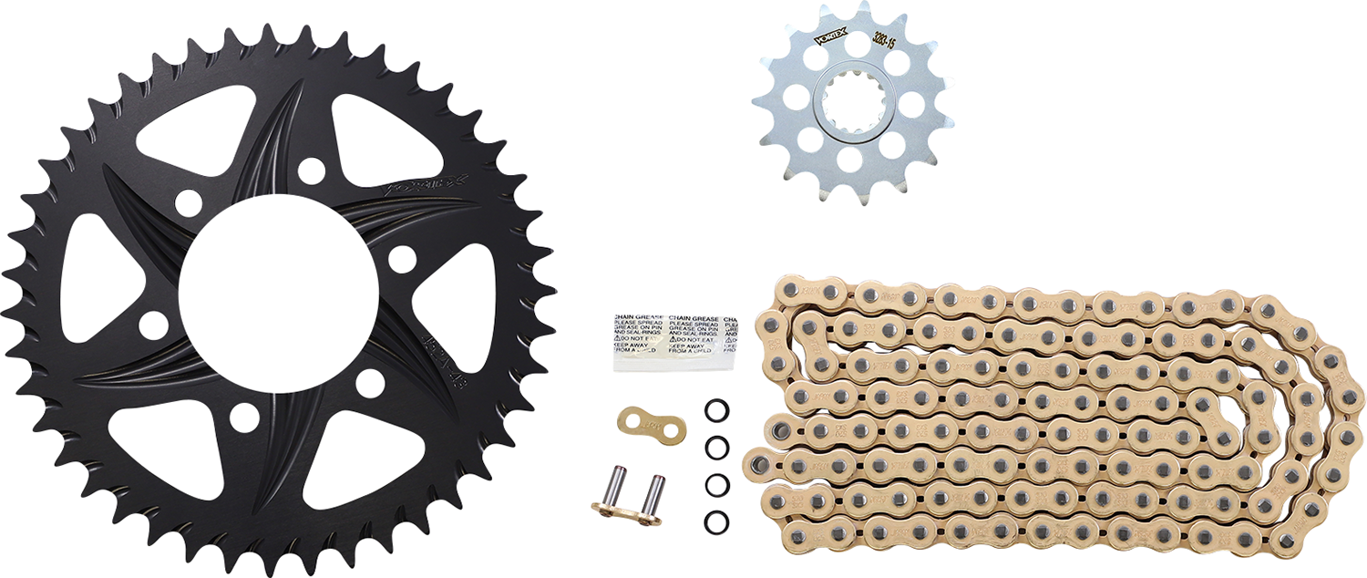 VORTEX Chain and Sprocket Kit - GFRA - Black - Kawasaki Ninja ZX-6R CKG4212