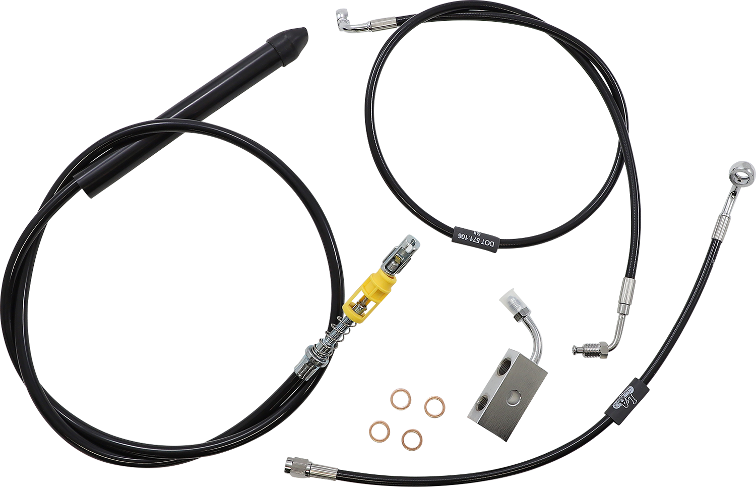 LA CHOPPERS Standard Black Vinyl Handlebar Cable/Brake Line Kit - 18"-20" Ape Hangers - '18-'22 Softail LA-8155KT-19B
