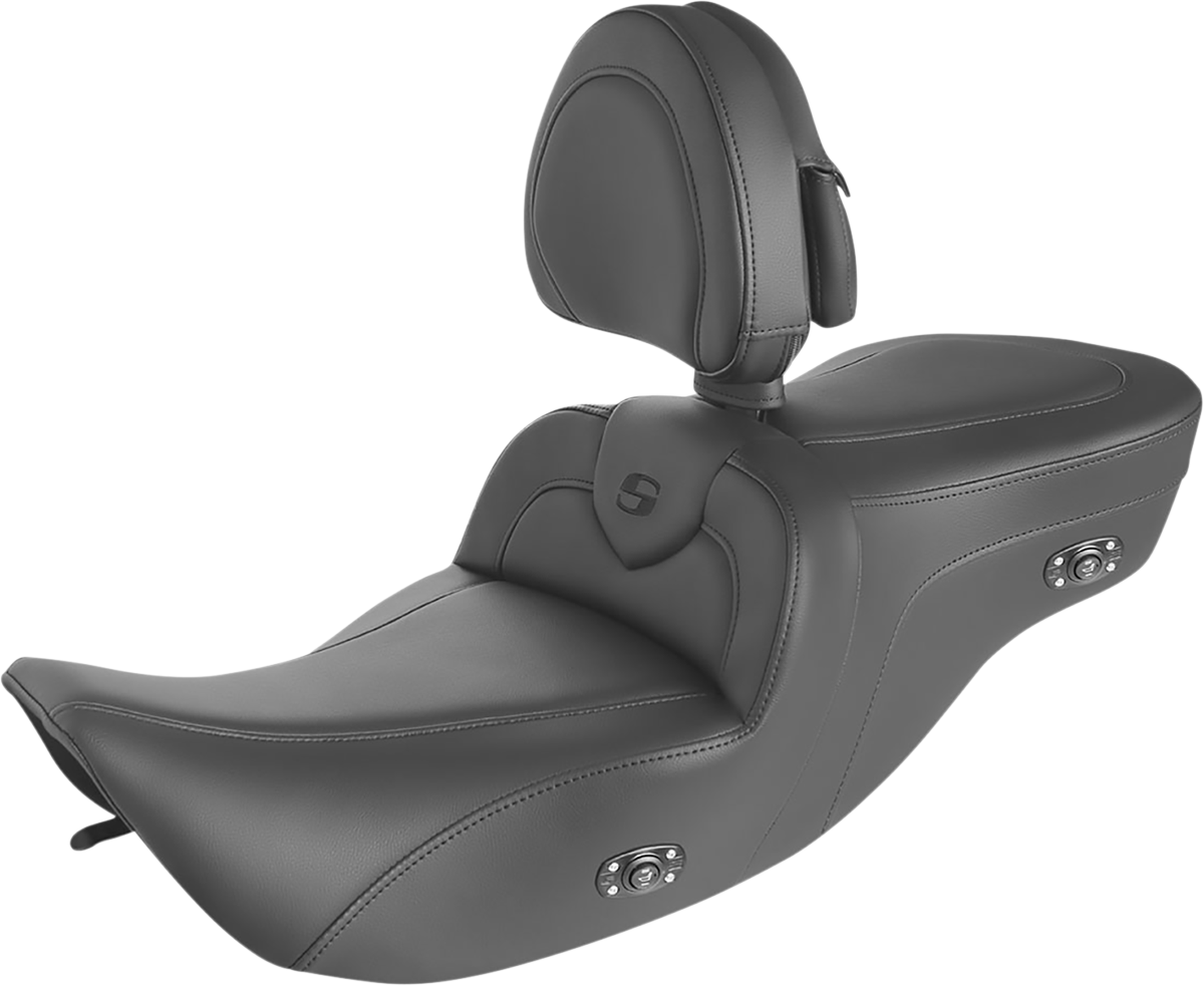 SADDLEMEN Heated RoadSofa™ Seat - With Backrest - Black W/Black Stitching 897-06-187BRHCT
