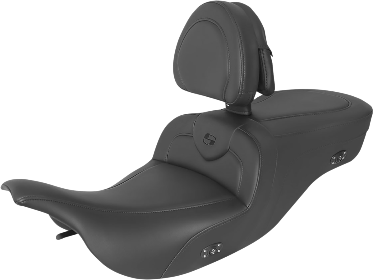 SADDLEMEN Heated RoadSofa™ Seat - With Backrest - Black W/Black Stitching 897-07-187BRHCT