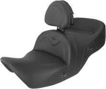 SADDLEMEN RoadSofa™ Seat - with Backrest - Black w/ Black Stitching - Heated - GL1800 '01-'10 H01-07-187BRHCT