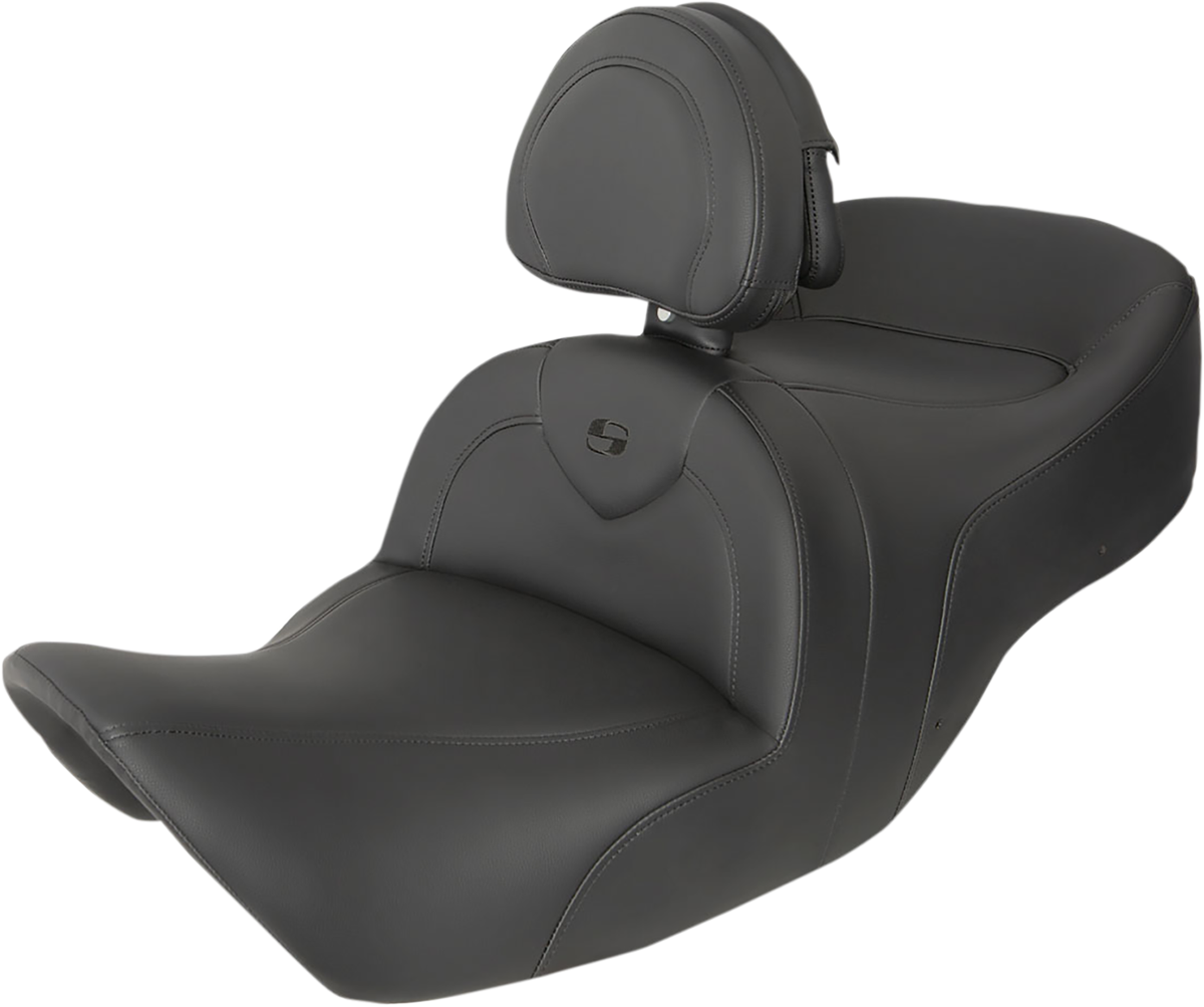 SADDLEMEN RoadSofa™ Seat - with Backrest - Black/Black Stitching - GL1800 '01-'10 H01-07-187BR