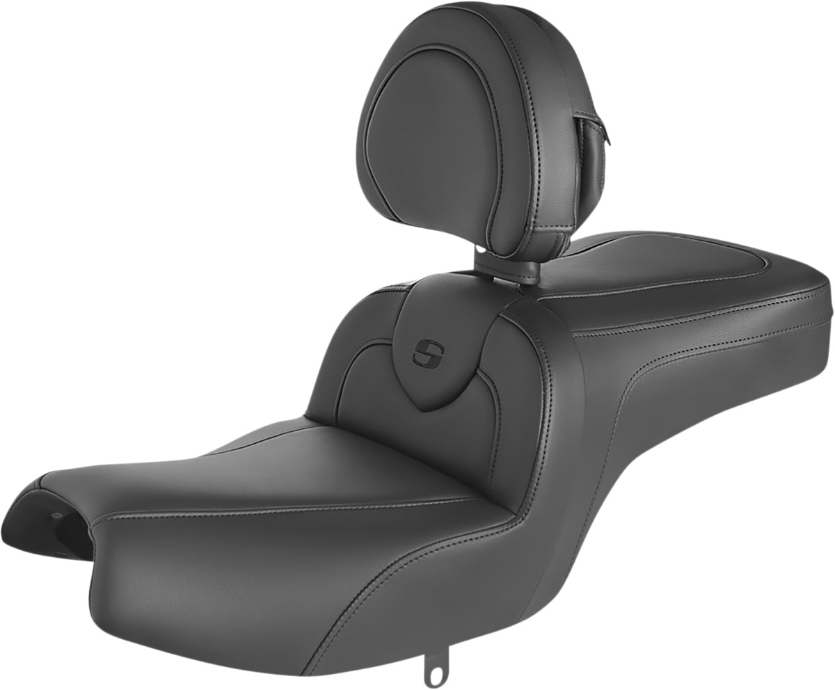 SADDLEMEN RoadSofa™ Seat - with Backrest - Black/Black Stitching - Challenger/Pursuit '20-'24 I20-06-187BR