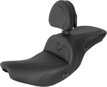 SADDLEMEN RoadSofa™ Seat - With Backrest - Black w/ Black Stitching - Heated - Indian '14-'24 I14-07-187BRHCT