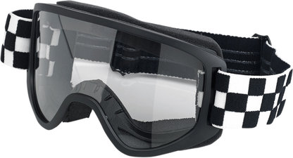 BILTWELL Moto 2.0 Goggle - Checkers - Black - Clear Lens 2101-5101-014