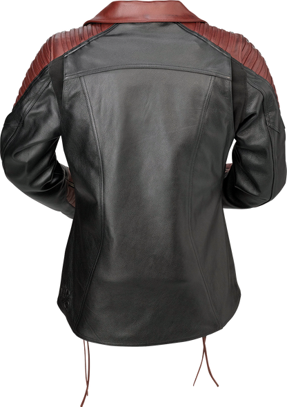 Z1R Women's Combiner Leather Jacket - Black/Red - 1W 2813-1014