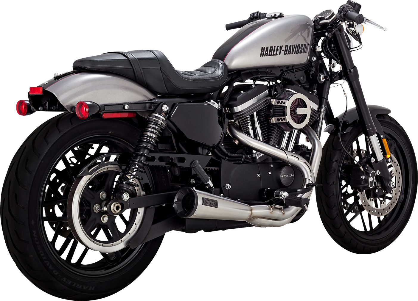 VANCE & HINES 2-into-1 Upsweep Exhaust System - Brushed - Stainless Steel 27327