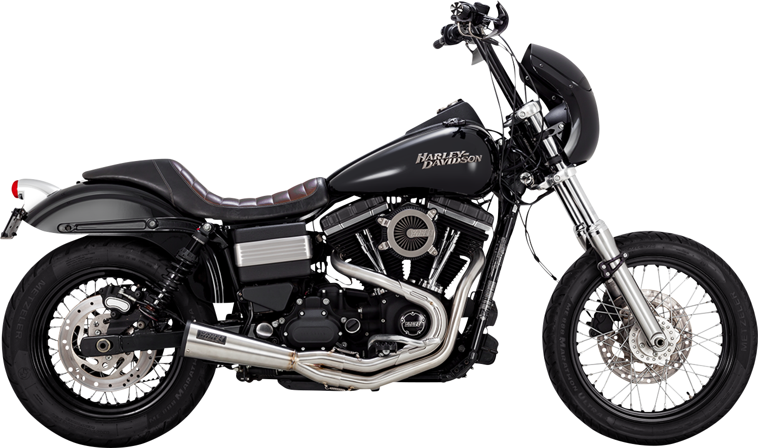 VANCE & HINES 2-into-1 Upsweep Exhaust System - Brushed - Stainless Steel 27325