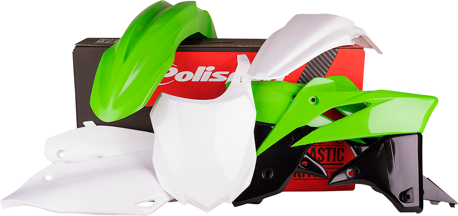 POLISPORT Body Kit - Complete - '14 - '15 OEM Green/Black/White - KX 250F 90625