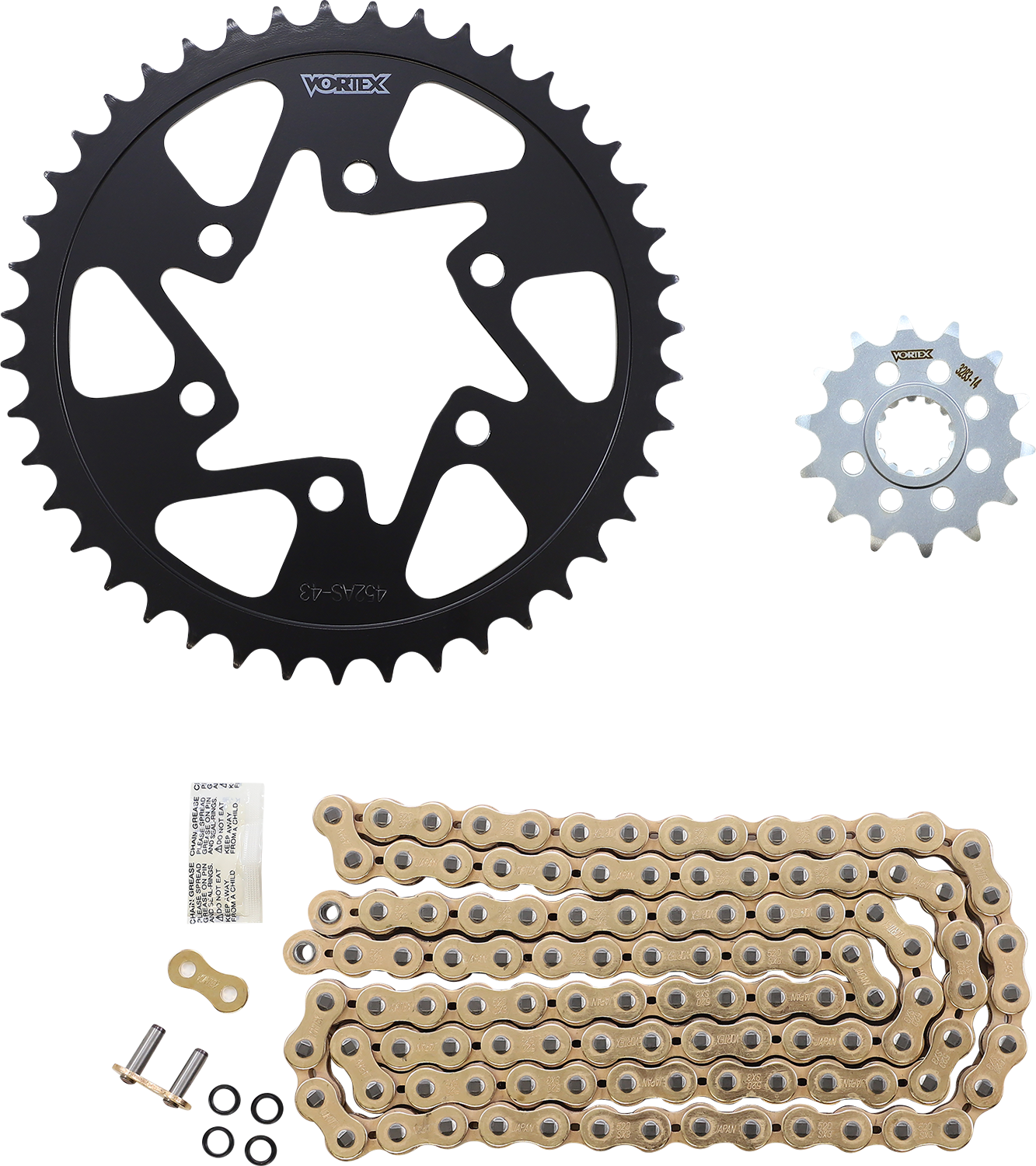 VORTEX Chain and Sprocket Kit - GFRS - Black - Kawasaki Ninja ZX-6R CKG4218