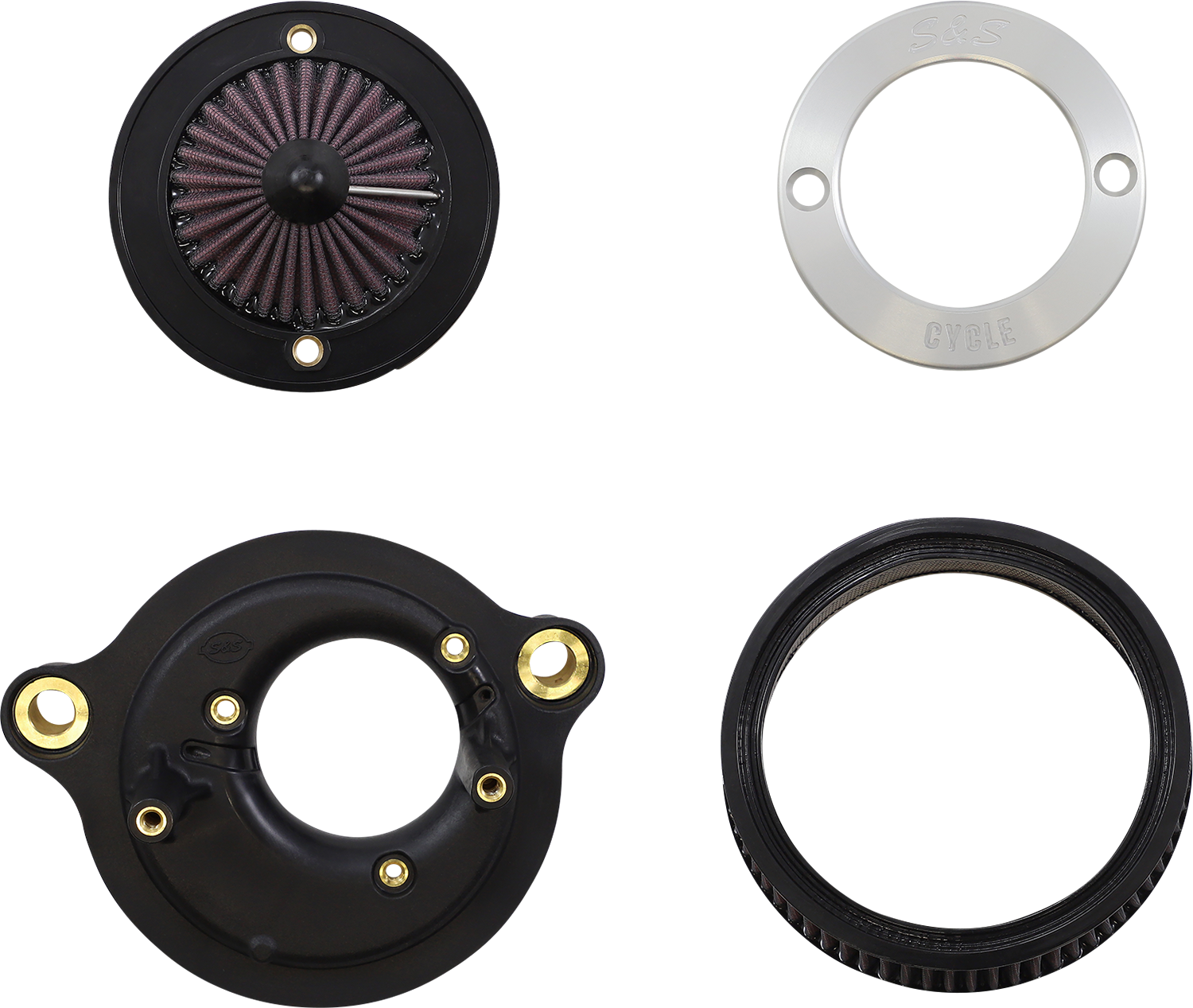 S&S CYCLE Air Stinger Stealth Air Cleaner Kit - Chrome Ring 170-0714A