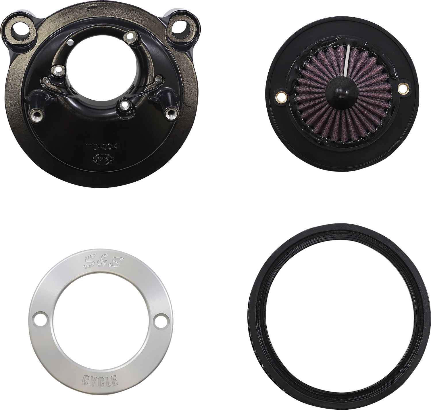 S&S CYCLE Air Stinger Stealth Air Cleaner Kit - Black Chrome Ring 170-0724A