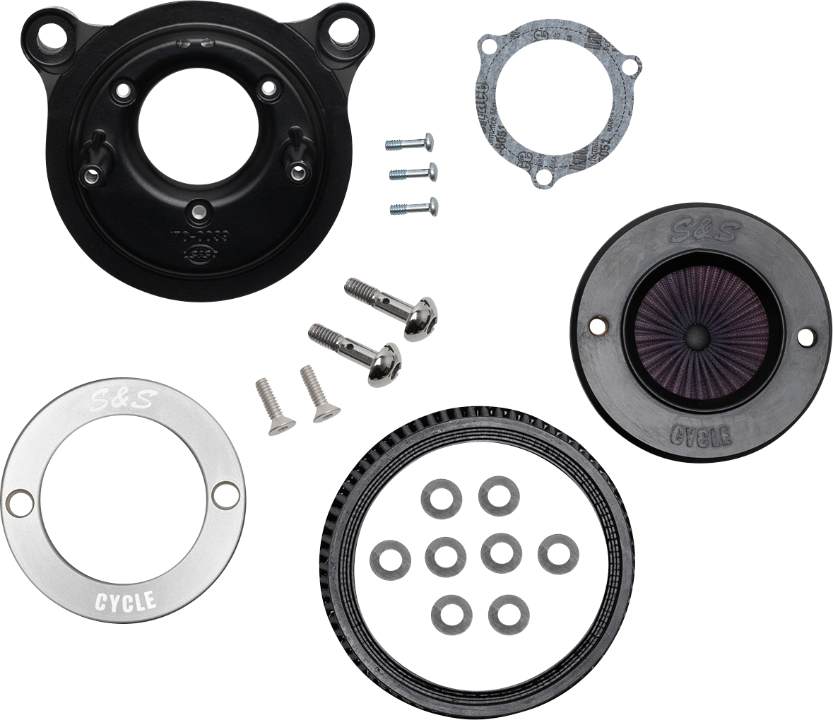 S&S CYCLE Air Stinger Stealth Air Cleaner Kit - Black Chrome Ring 170-0716A