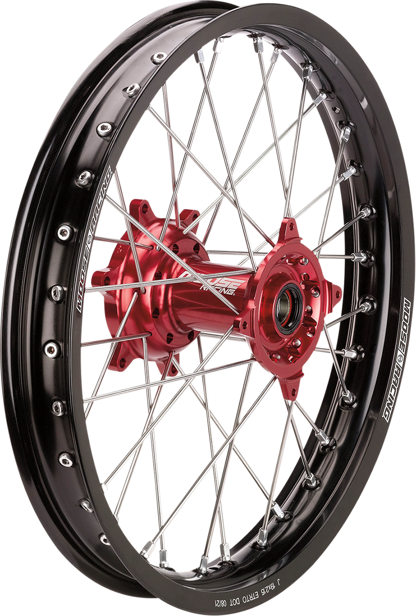 MOOSE OFFROAD Wheel Assembly - SX-1 - Complete - Rear - Black Wheel/Red Hub - 18x2.15 - Honda CR/CRF HR13-21518-BKRD