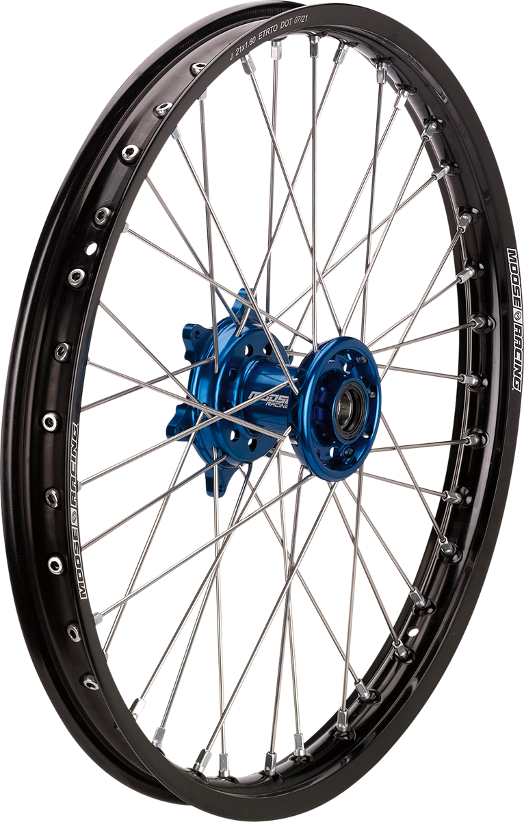 MOOSE OFFROAD Wheel Assembly - SX-1 - Complete - Front - Black Wheel/Blue Hub - 21x1.6 - Husqvarna/Gas Gas/KTM MF-16021-BKBU