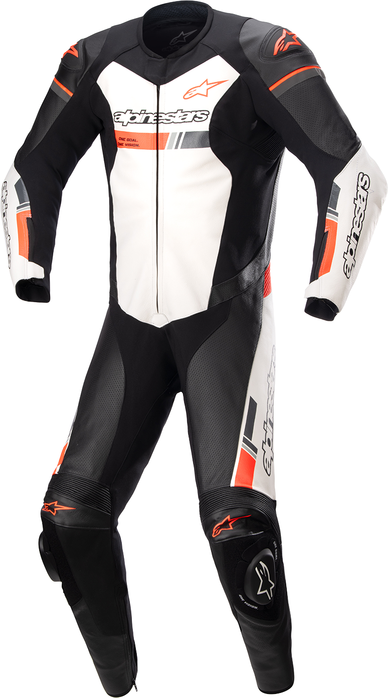 ALPINESTARS GP Force Chaser 1-Piece Leather Suit - Black/White/Red Fluo - US 44 / EU 54 3150321-1231-54