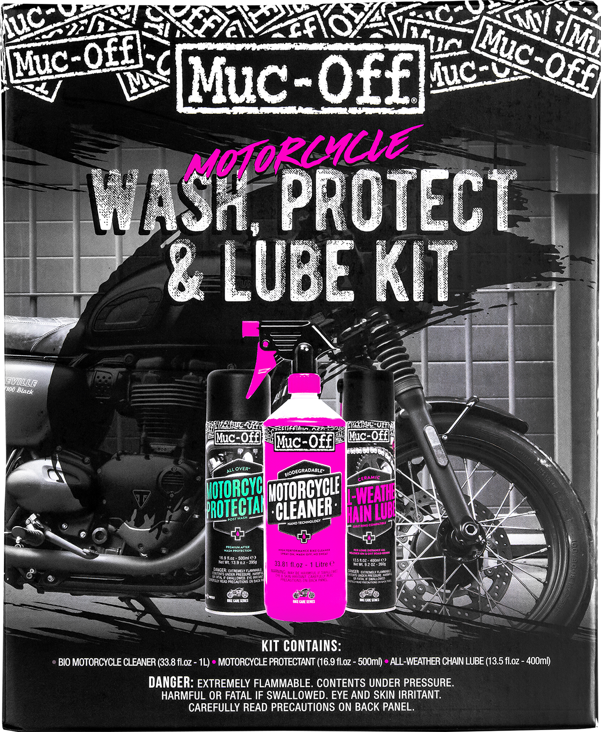 MUC-OFF USA Motorcycle Wash, Protect & Lube Kit 20095US