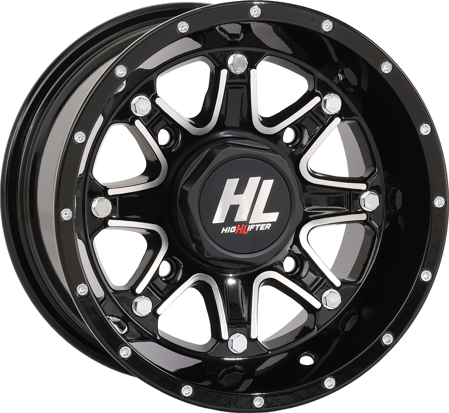 HIGH LIFTER Wheel - HL4 - Front/Rear - Gloss Black w/Machined - 12x7 - 4/156 - 4+3 (+10 mm) 12HL04-1156