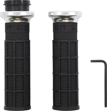 ODI Hart-Luck Signature V-Twin Lock-On™ Grips - TBW - Black/Silver V31HTW-BB-S