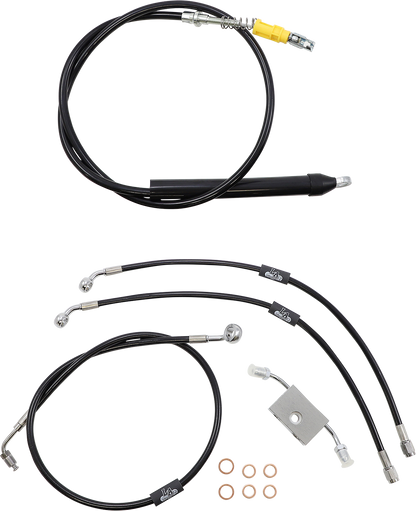 LA CHOPPERS Standard Black Vinyl Handlebar Cable/Brake Line Kit - 18"-20" Ape Hangers - '18-'24 Softail LA-8157KT-19B