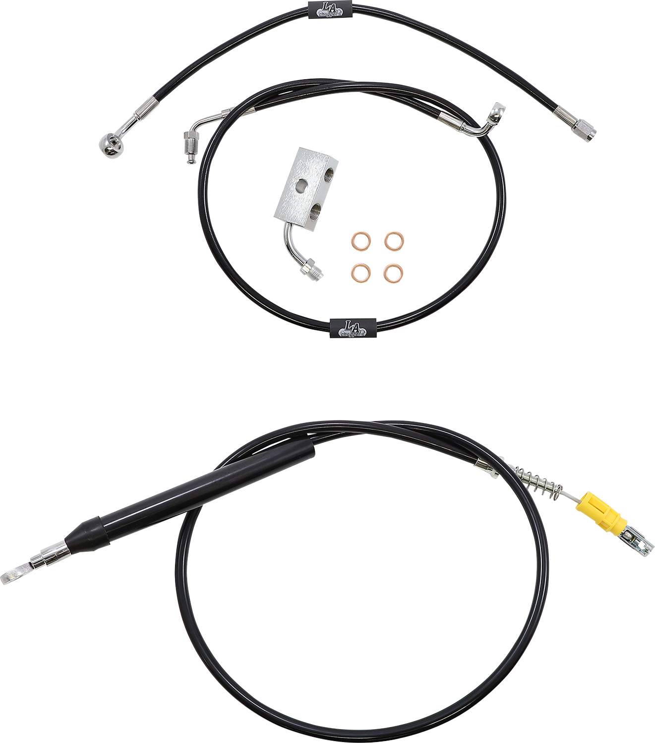 LA CHOPPERS Standard Black Vinyl Handlebar Cable/Brake Line Kit - 15"-17" Ape Hangers - '18-'22 Softail LA-8155KT-16B