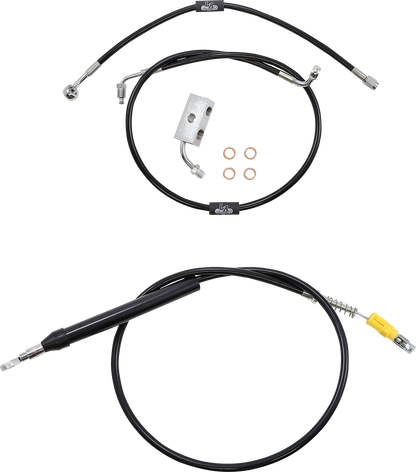 LA CHOPPERS Standard Black Vinyl Handlebar Cable/Brake Line Kit - 15"-17" Ape Hangers - '18-'22 Softail LA-8155KT-16B