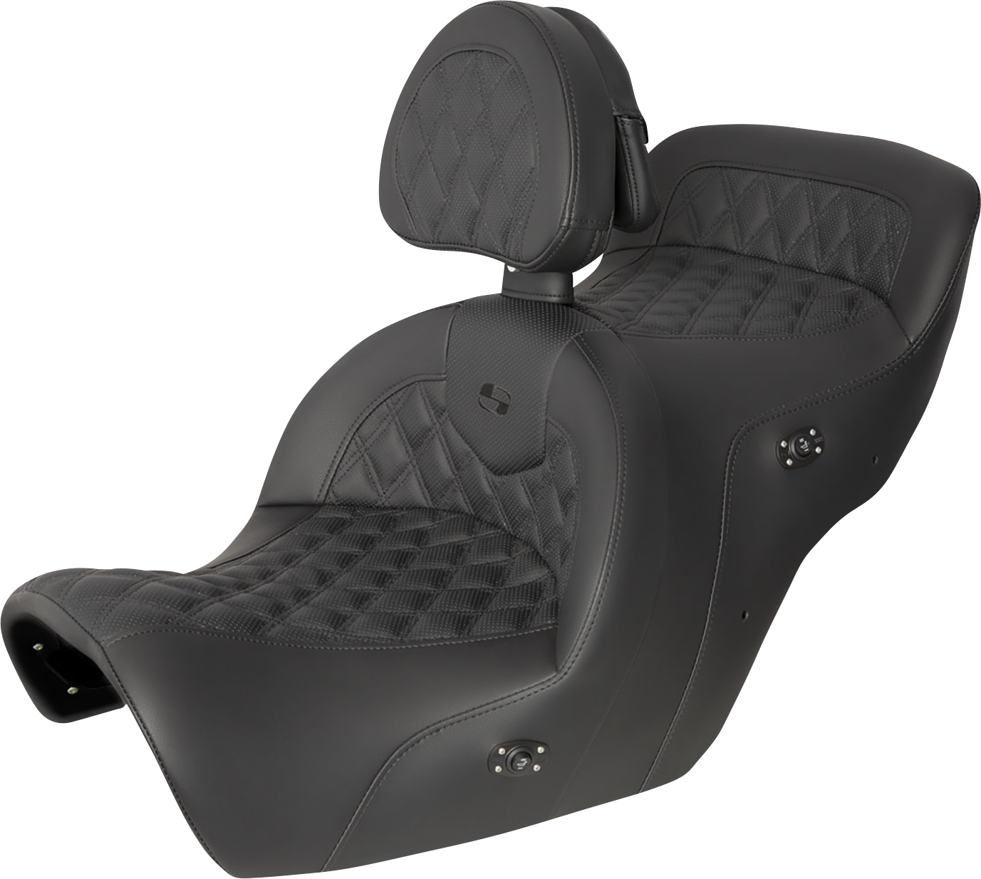 SADDLEMEN RoadSofa™ Seat - with Backrest - Full Lattice Stitch - Black - Heated - GL1500 '88-'00 H88-07-182BRHCT