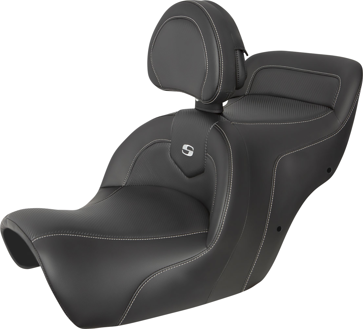 SADDLEMEN Roadsofa™ Seat - Carbon Fiber - Includes Backrest - Black H88-07-185BR